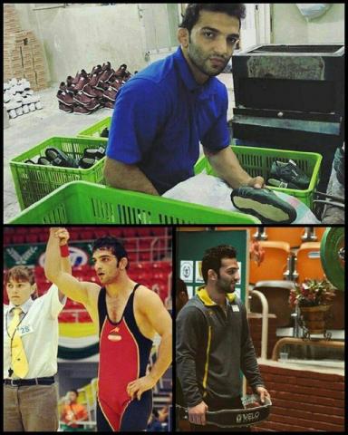 کارگری قهرمان کشتی آسیا در کارگاه کفاشی+عکس
